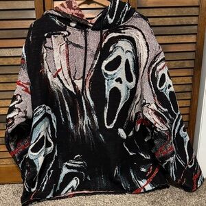 Graphic Hooded Men’s Shirt in Black with Scream Print ghostface horror